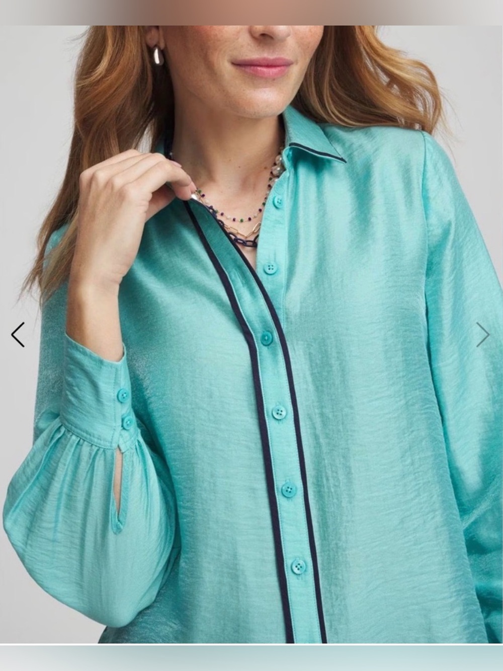 Chico's Classic women’s Dobby Teal with Black Accents Sz 12